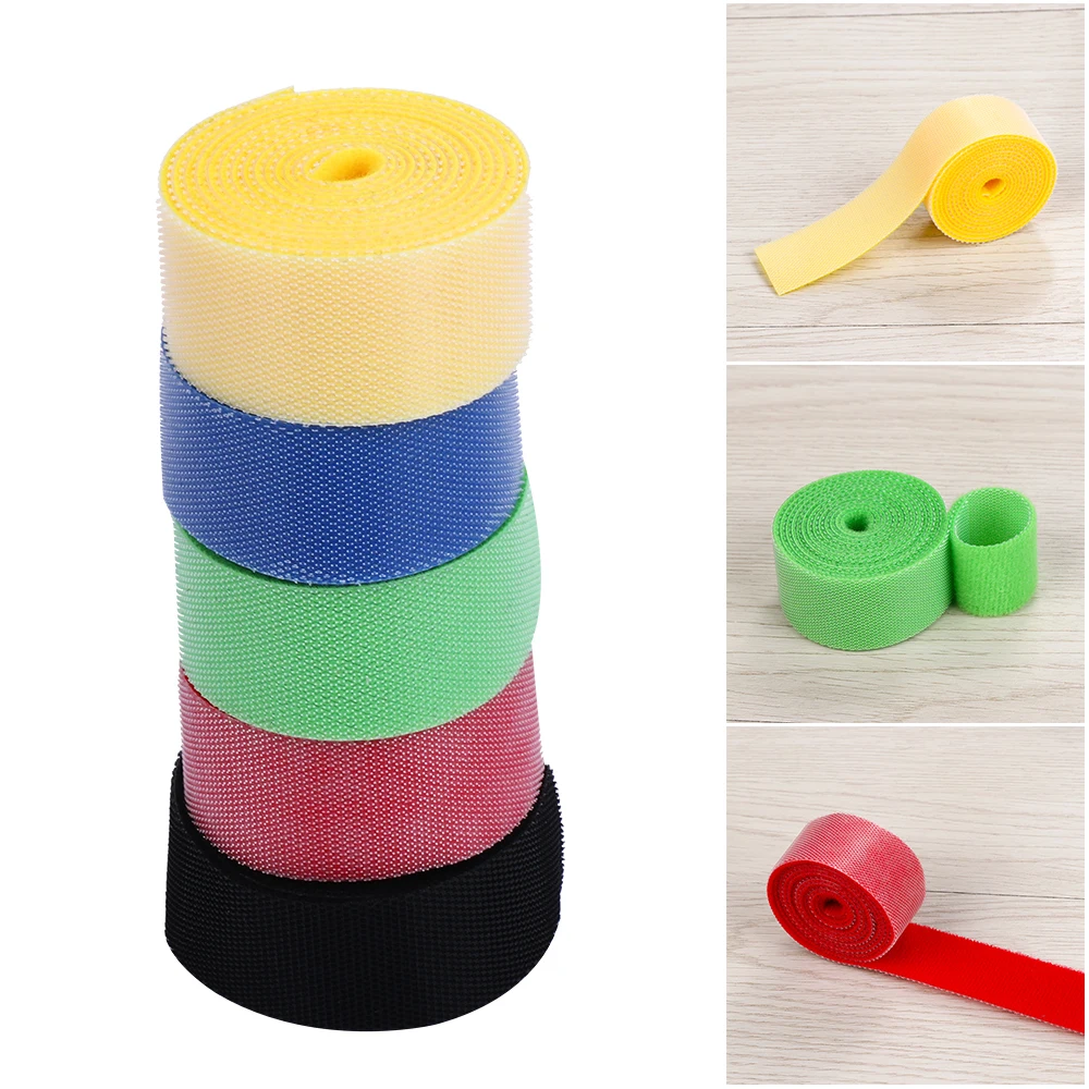 1PC Durable 1M Magic Cable Power Wire Management Fastener Hot Strap Marker Cord Organizer Cable Ties Fastening Tape Roll