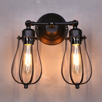 

American Industrial Vintage Creative Retro Iron Wall Lamp Loft Style Simple Cage Bathroom Aisle Decoration Light Free Shipping