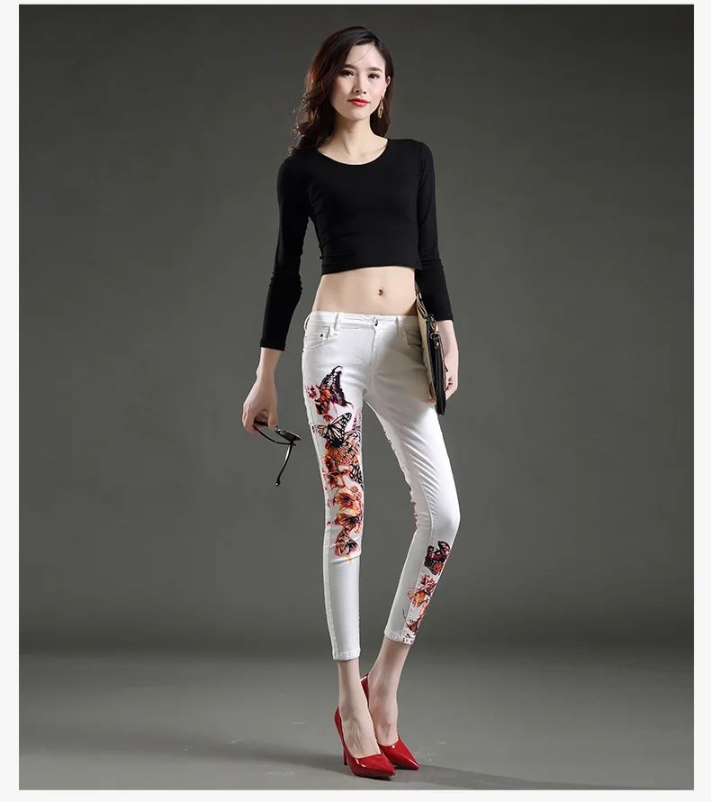 Сезон: весна–лето Для женщин джинсы белые штаны в Корейском стиле женские узкие брюки до щиколотки "рваные" джинсы со средней талией женственной джинсовые штаны