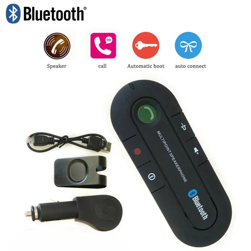 Автомобильный комплект Hands Free Bluetooth FM беспроводной Bluetooth динамик телефон MP3 музыкальный плеер клип динамик телефон с автомобильным зарядным устройством солнцезащитный козырек