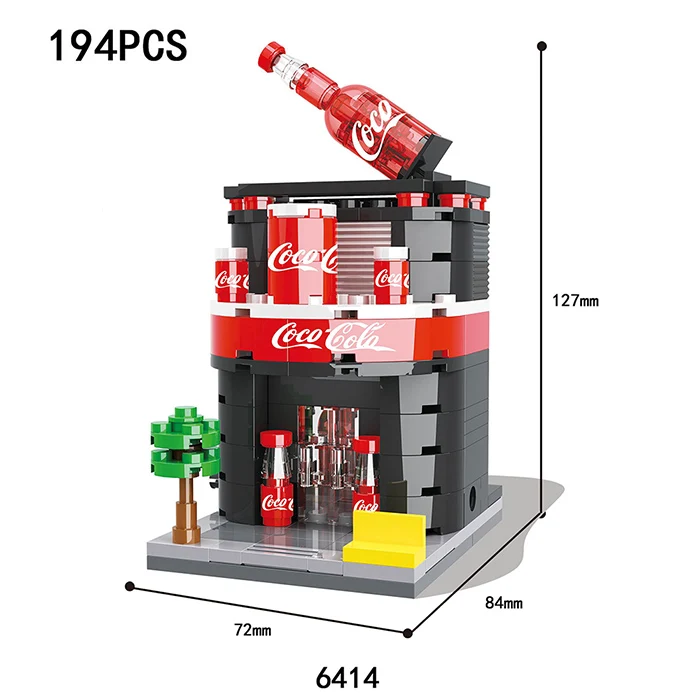 Строительные блоки мини-Модель "улица" магазин городской серии блоки детские фигурки игрушки развивающие кирпичные игрушки для детей рождественские подарки - Цвет: 194PCS Cola Store