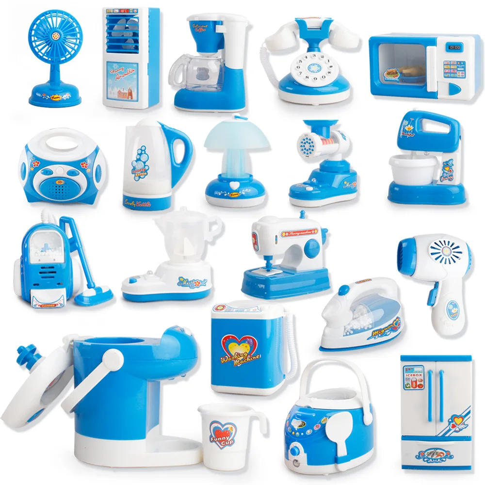 

Kids' gifts Blue electric Household Appliances Toaster Vacuum Cleaner Cooker playhouse educational Pretend Play Kitchen Toys