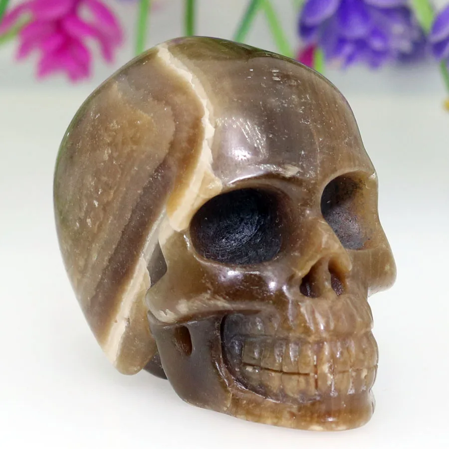 

2.19"CHINESE PAINTING STONE Handmade Carved Crystal Skull Crystal Realistic Crystal Healing Furnishing Articles Figurine AJ86