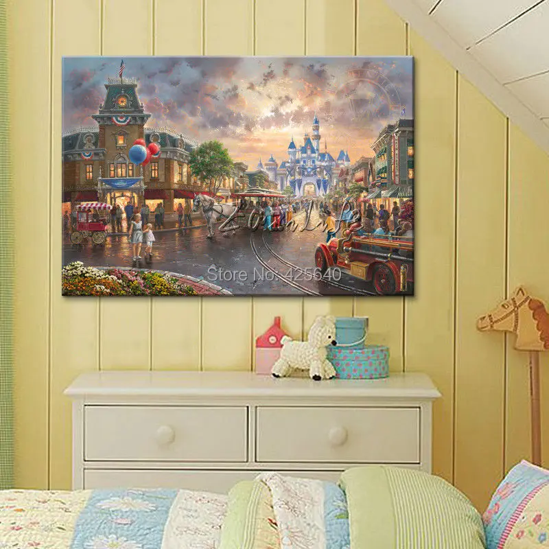 

Thomas Kinkade Print Giclee on Canvas Poster and print cartoon art Wall art Pictures for living room home decor caudros decor08