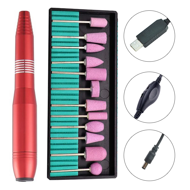 

1 Set 12 Bits Electric Nail Drill Machine 2 Way 20000RPM Drill for Manicure Pedicure UV Gel Polish Cuticle Remover Portable Kit