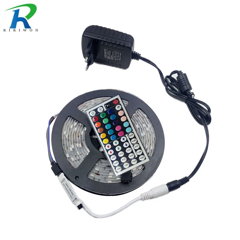 

RiRi won SMD 5050 RGB LED Strip light 5M 10m led light 30Leds DC 12V led tape ribbon diode flexible 44keys Controller Power set