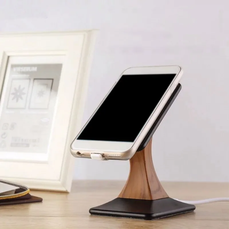 

Universal Fast Charging Stand Dock Wireless Phone Charger Pad Wood Grain Bracket Fast Charger For IPhone for Samsung S8 Note8