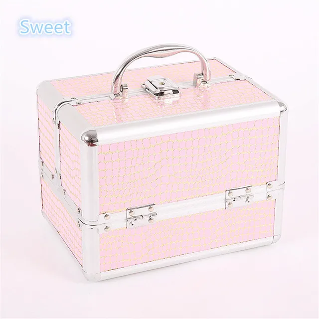 7" Key Lock The Cosmetic Studio Box Is Designed To Fit all Cosmetics Aluminum Makeup Train Case