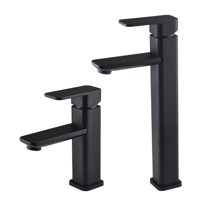 

Black grinding matte faucet all copper basin hot and cold mixer wash basin faucet single hole