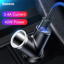 Baseus Car Charger 40W Double USB Shunt For iPhone Samsung Xiaomi mi 3.4A Fast Car Charger Power Adapter Car Cigarette Lighter