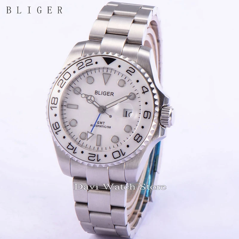 

43mm BligerMechanical automatic 24-Hour Dial GMT sapphire glass Mens Watch