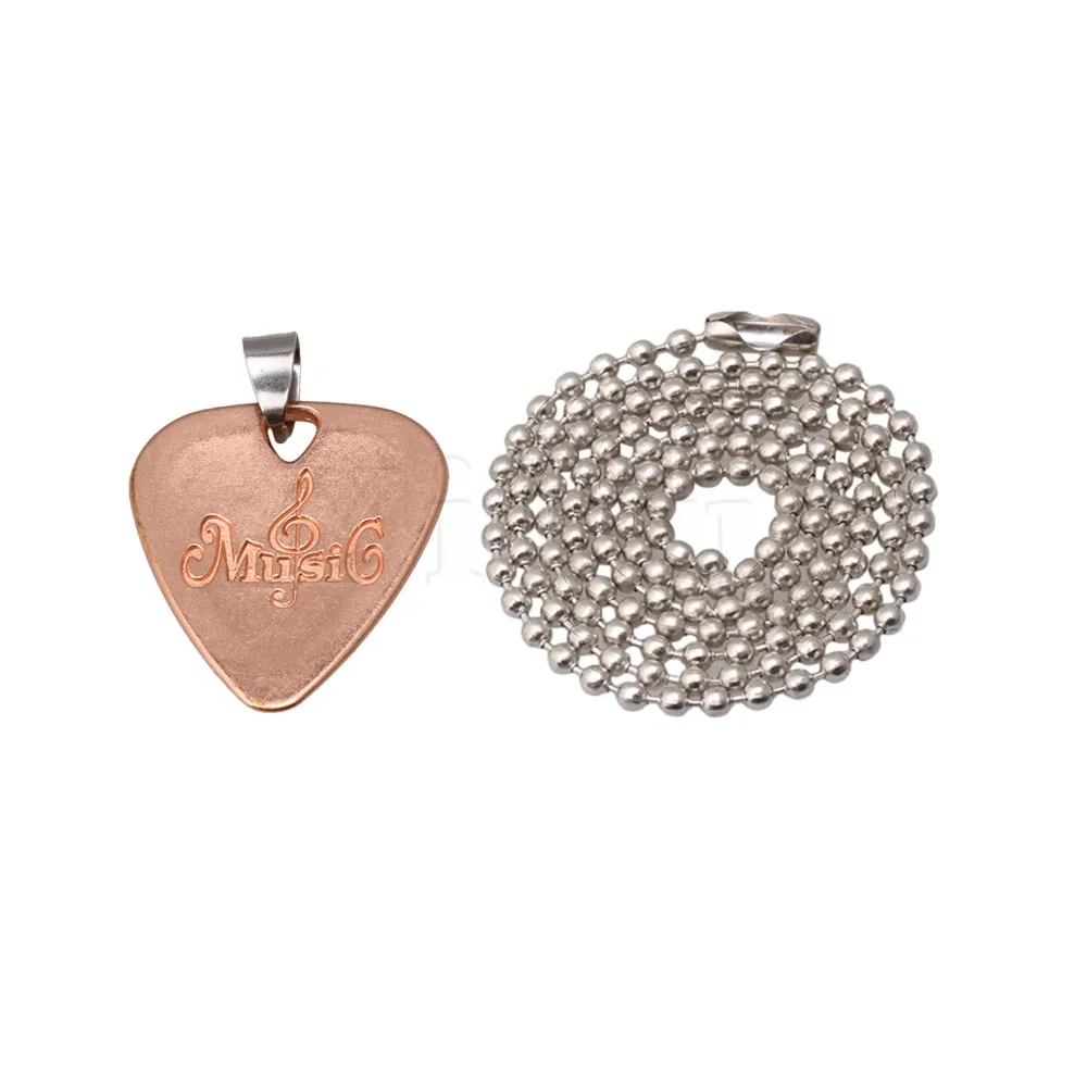 Yibuy Acustic Electric Guitar Pick Plectrum with Musical Note Guitar Pick Necklace 50cm Ball