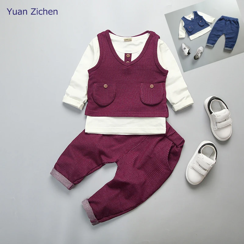 Baby Clothes For Boys Gentleman Long Sleeved Shirt+Vest+Pants 3pcs Suits Baby Boy Clothing Set Super Handsome Formal Wear 3pcs