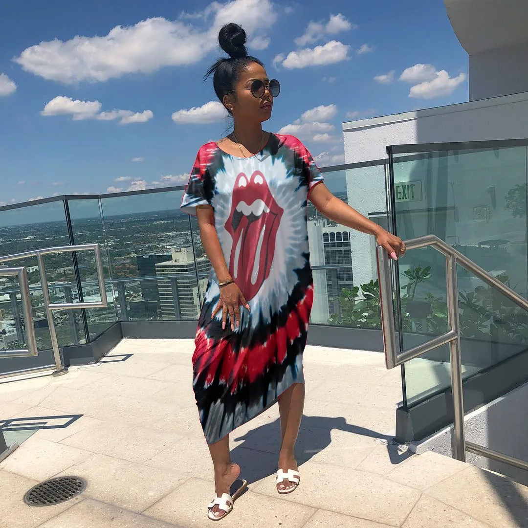

Tie Dye Dress T Shirt Dress Print Women Summer Long Dresses Vintage Streetwear Casual Vestidos Verano 2019 Robe Longue Femme