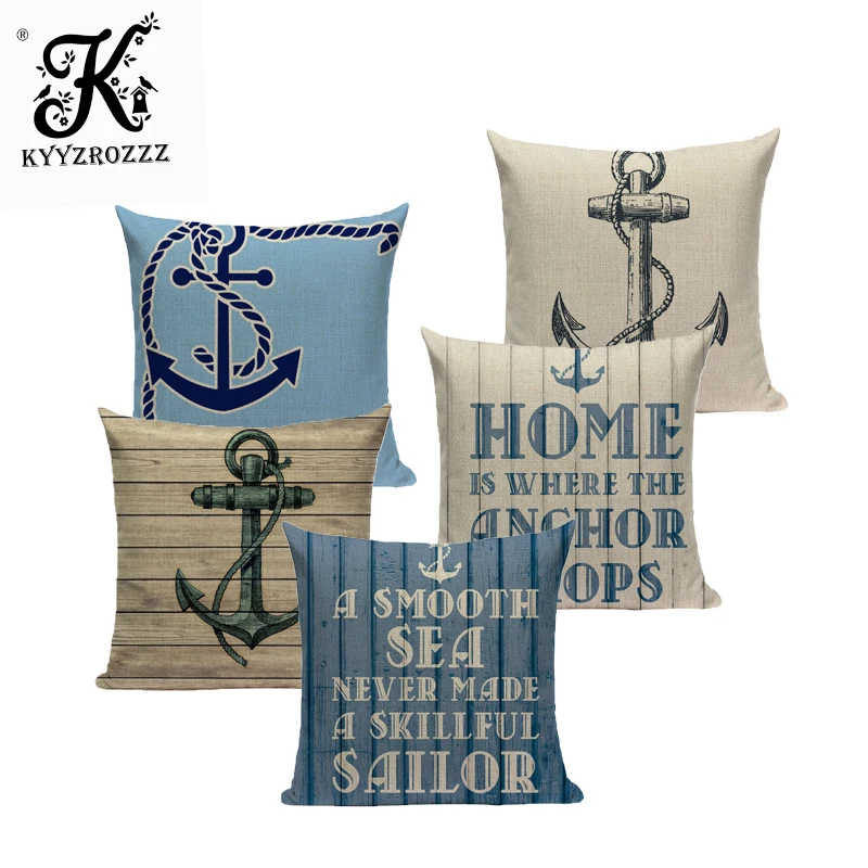

Anchor ship Throw Pillow Cover Bedding Camping Hotel Office Home ocean Decor Cushion Cover Fabric For Furniture Pillowcase