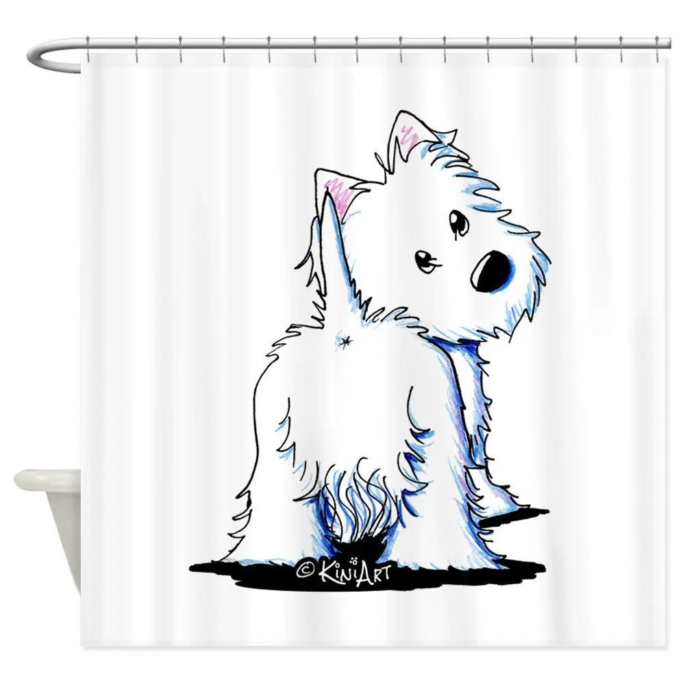 

Kiniart Fluffybutt Westie Decorative Fabric Shower Curtain Set Non-slip Bath Mat Set for Doormat Outdoor