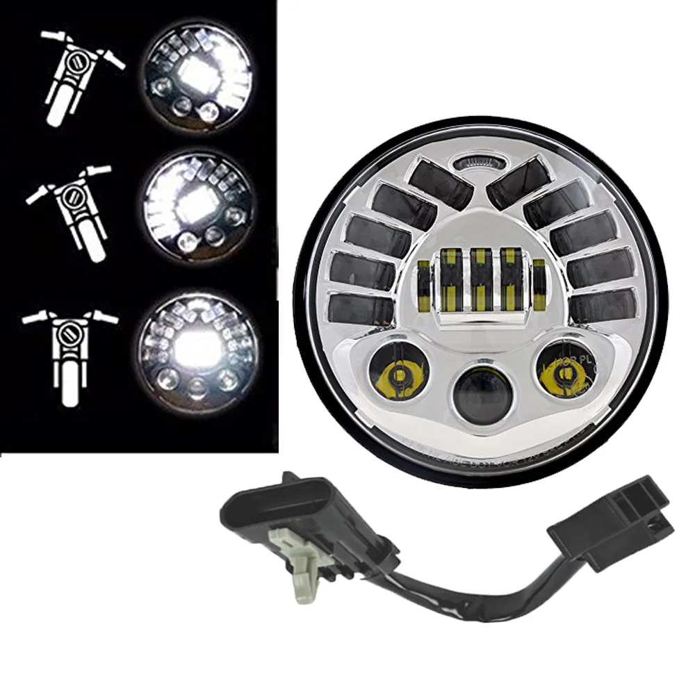 

DOT Approved 7 Inch LED Round Adaptive Motorcycle Headlight with Hi/Lo Beam Projector Motor Round LED Headlamp