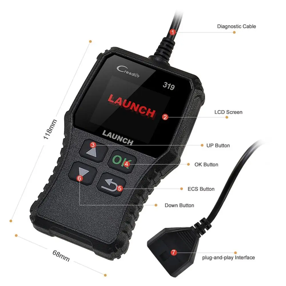 Launch X431 Creader 319 CR3001 полный OBD2 OBDII считыватель кодов сканирующие инструменты OBD 2 CR319 автомобильный диагностический инструмент PK AD310 ELM327 сканер