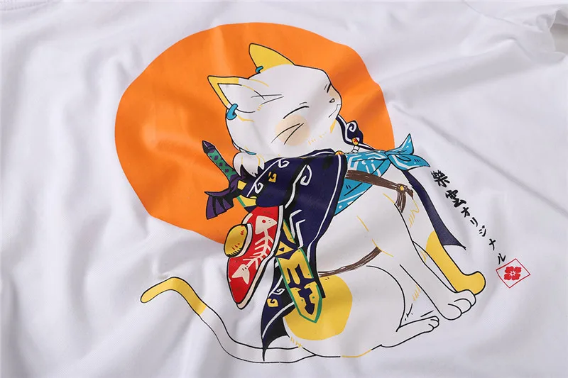 Bebovisi японский хип-хоп милые футболки с принтом кота летняя уличная футболка с коротким рукавом Harajuku футболка мужская повседневная футболка