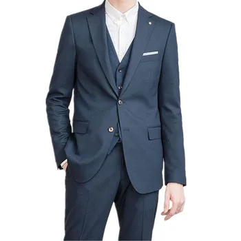 

Business Men Formal suits Custom Made Dark Blue Notched Lapel Men Suits For Wedding Men Slim Fit Suits (jacket+pants+vest)