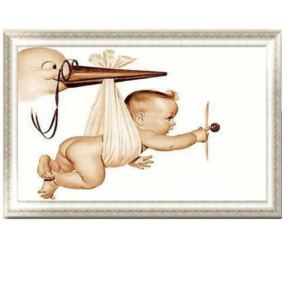 

DIY Baby & Peacock Head Handmade Diamond Painting Wall Arts Home Decor