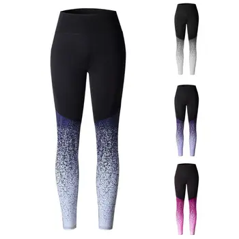

Womens High Waist Pants Gradient Color Ramp Digital Printing Butt Lift Workout Leggings Tummy Control Stretch Sports