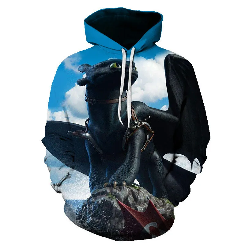 2019 New Toothless Print Men's Sweatshirts How To Train Your Dragon Figures Light Fury White Dragon Printed Male Hoodies Streetwear (7)