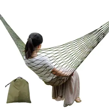 

New Single Person Mesh Nylon Hammock Portable For Camping Beach Outdoor Leisure Hanging Bed Swing Adult Furniture Ulatralight