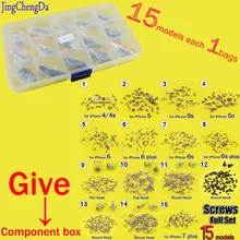 JCD 15 моделей винтов полный набор винтов для iPhone 4/4S 5 5S 6 6s 7 7plus ремонт болтов полный комплект Замена запчастей