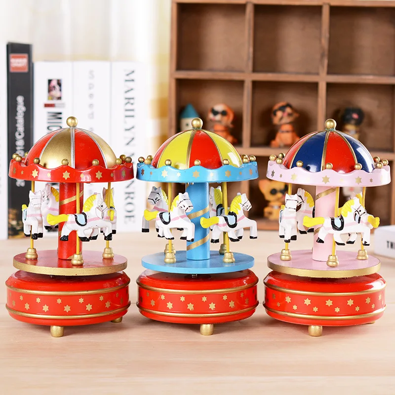 LED carousel music box, flash cool Sky City Music Box birthday gift