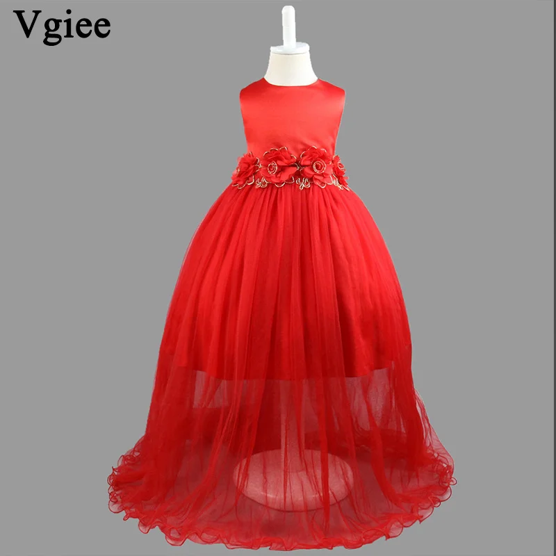 

Vgiee Girls Christmas Princess Kids Dresses Ankle-Length Party Weddings Clothing Dress for Girls 10 To 12 Years 2019 Sleeveless