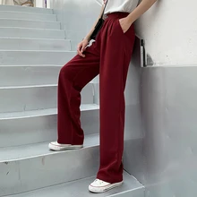 Black Solid Color Long Trousers Women Korean Chic Pockets High Waist Pants Casual Loose XS-XXL Spring Autumn Office Pants Formal new print women golf pants lady long trousers with fleece autumn sports pants for korean style slim elastic pants xs xxl winter