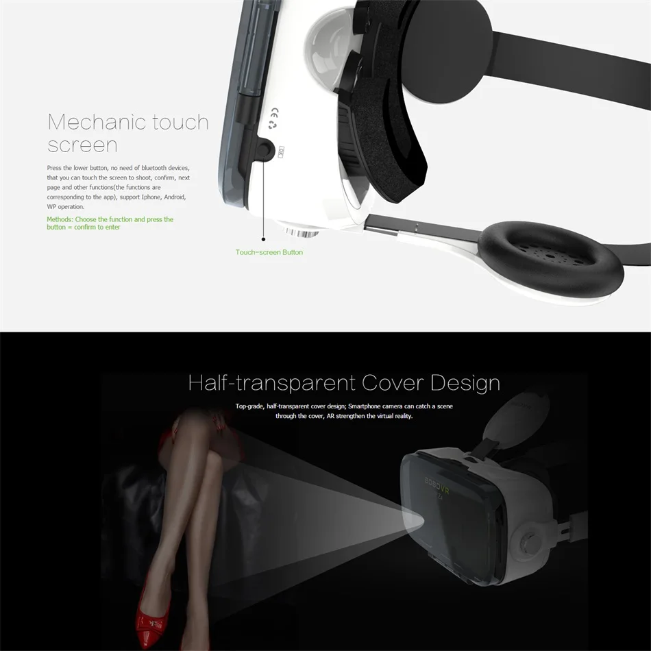 Высокого класса виртуальной реальности BOBOVR Z4 Google Картон 3D Очки виртуальная реальность очки VR Для 4.7-6.2 дюймов Смартфон+ Bluetooth Контроллер+1 Год Гарантии / Первоначально подлинное