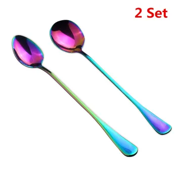 

2 Set Gold-colored long spoon with a long handle and a magic spoon, Feeding spoon Stirring spoon Custom chritmas gift
