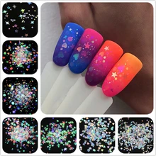 1jar Nail Art AB блестки микс сердце круглый акриловый блеск шестигранный лак для ногтей блестки голографическая звезда украшения для ногтей разные размеры