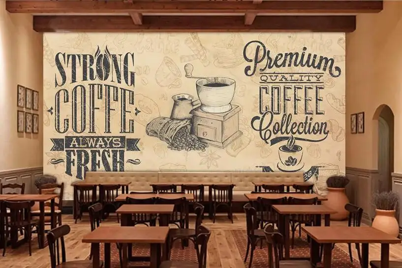 Beibehang papel де parede 3d пользовательские фото обои Винтаж меловая доска рисунок кофе буквы задний план обои для стен 3 d