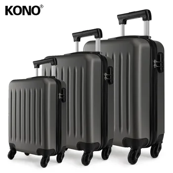 

KONO Rolling Hand Luggage Cabin Suitcase Travel Bag Carry on Trolley Case Grey 4 Wheels Spinner Hardside 19" 20" 24" 28" YD1872L