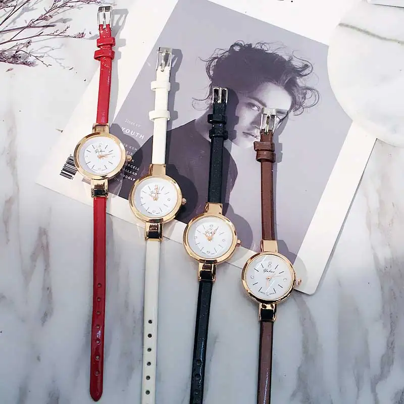 New Fashion Watch Women Simple Elegant Style Leather Strap Small Sliver Dial Casual Quartz Watch Ladies Popular Clock