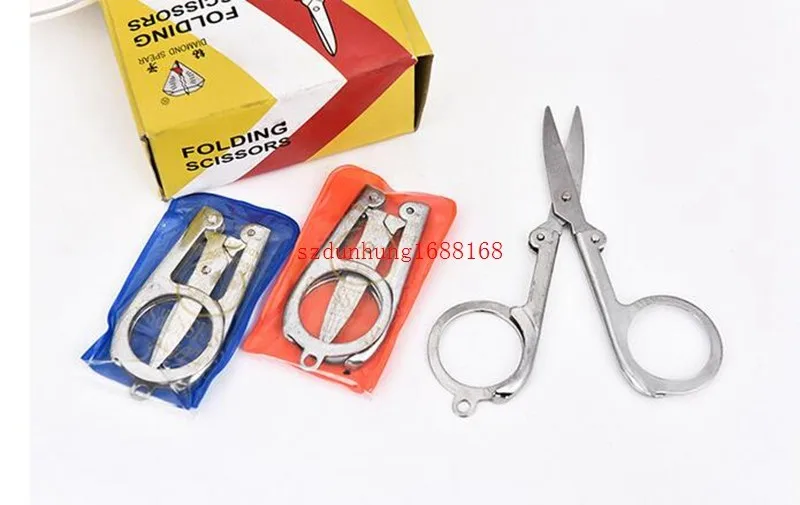 Tesoura de Viagem Diamante Lança Venda Quente Casa Portátil Dobrável Tesoura Mini Cor Prata 500 Pçs 5 Tesouras da cutícula