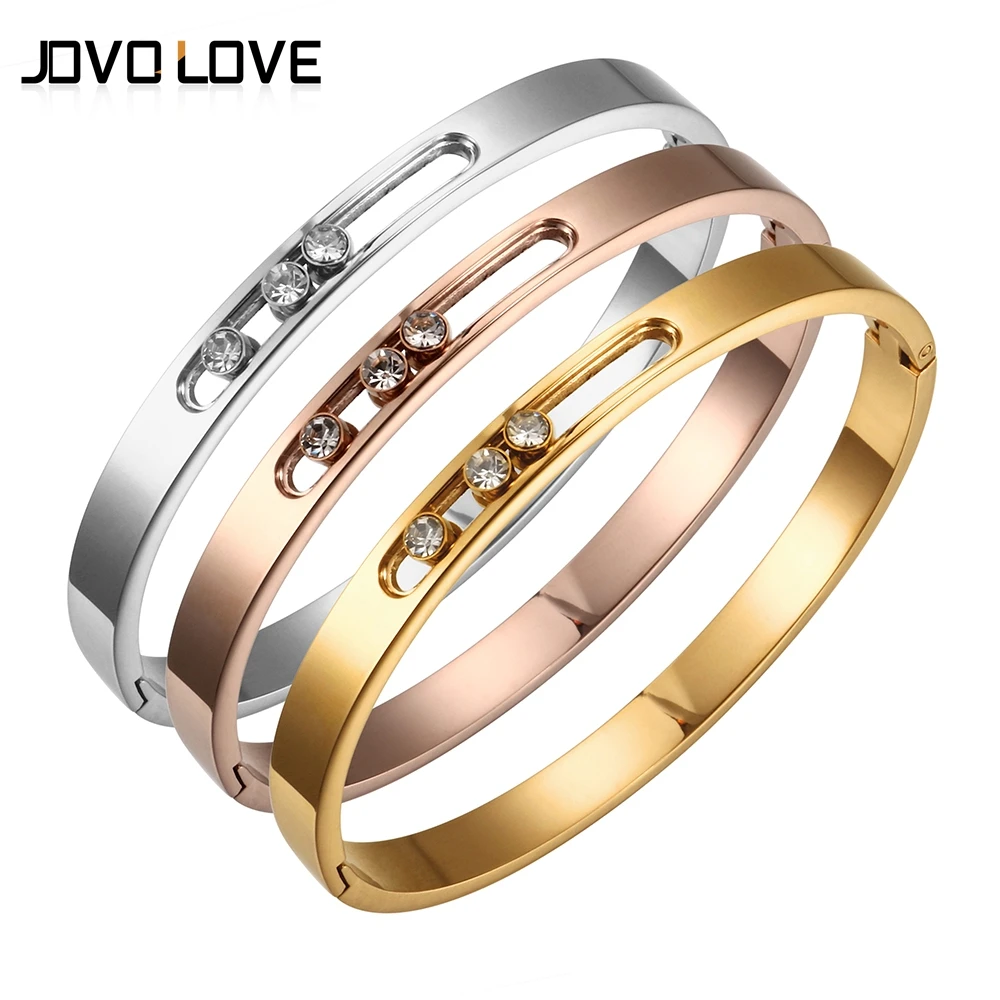 

New Fashion Silver Women Bracelet with Three Cubic Zircon Design Bangle Bracelets for Women Stainless Steel Bracelets Wholesale