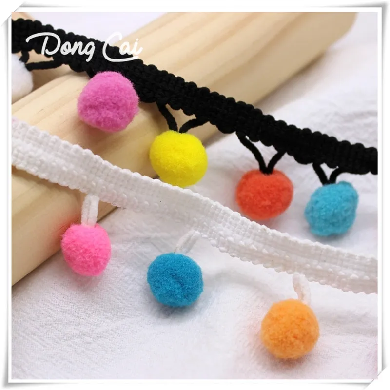 

DongCai 2yards/lot 3CM Rainbow Pom Pom Lace Tassel Pompom Trim Balls Fringe Ribbon Apparel Fabric Cord DIY Craft Sewing Supplies