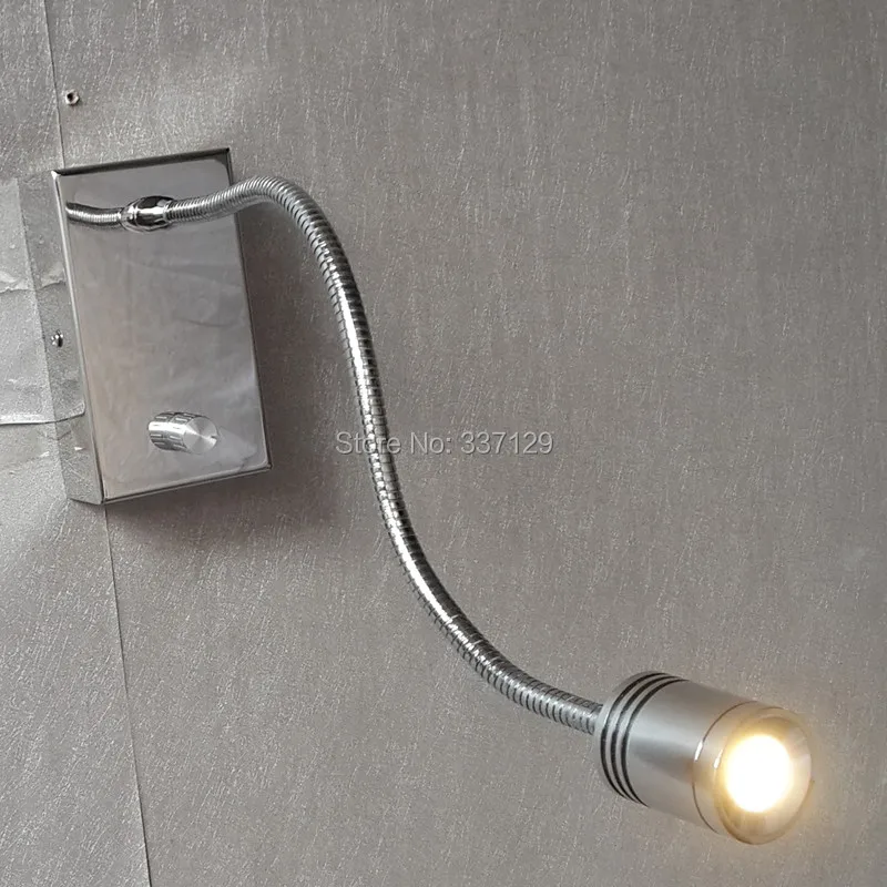 

Topoch LED Lights Under Bed Grooved Cylindrical Head Focusing Lens Flexible Hose Knob On/Off Dimmer Switch Chrome Finish