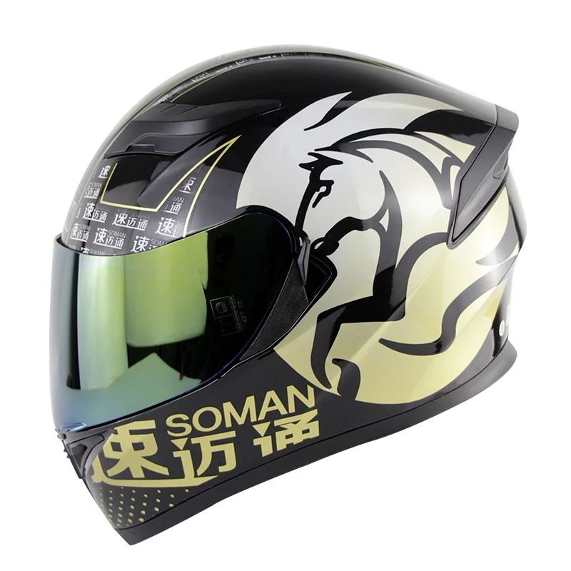 SOMAN мотоциклетный шлем со сменными внешними козырьками модель K5 Полнолицевой мотоциклетный шлем SM960