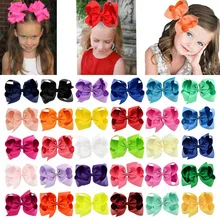 1Pcs 40 Colorful 6 Inch Kids Girls Big Solid Ribbon Hair Bow Clips with Large Hairpins Boutique Hair Clips Hair Accessories shinely kids adult hair clip with bow tie decoration hair ornaments hairpins big gold hair accessories hair clips for women