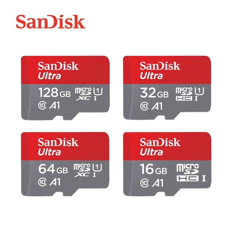 Двойной Флеш-накопитель SanDisk Ultra микро-sd карты 100 МБ/с. 400 Гб 256 ГБ 200 ГБ 128 Гб 64 Гб MicroSDXC карты памяти 32 Гб оперативной памяти, 16 Гб встроенной памяти, microSDHC UHS-I Class10 слот для карт памяти