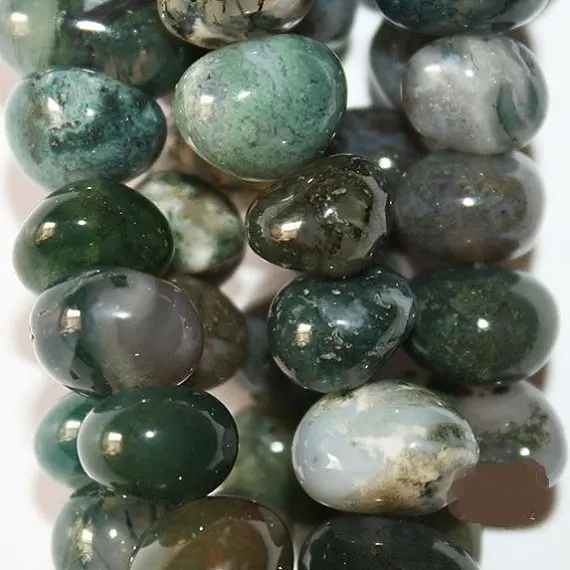 Genuine Moss Agate Beads approx. 10 mm Gemstone Beads Strand 16", 54