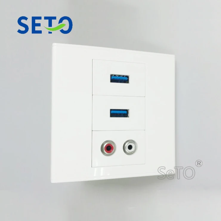 SeTo 86 Тип один порт красный и белый аудио + два порта 3 0 USB Панель настенная панель
