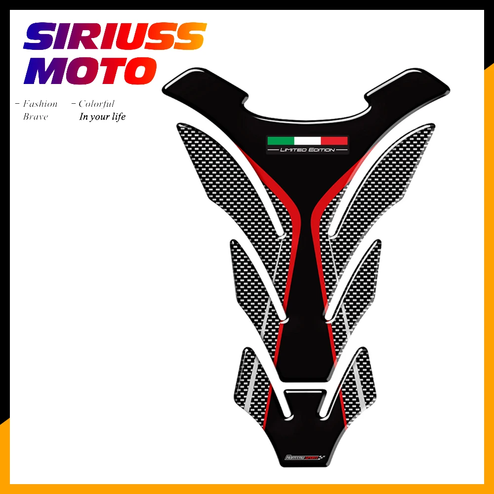 

3D Carbon-look Motorcycle Tank Pad Protector Decal Stickers Case for Aprilia RV4 Italy Flag Tank