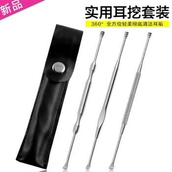 

by dhl or ems 500sets 3pcs/Set Stainless Steel Ear Pick Double-ended Earpick Ear Wax Curette Remover Ear Cleaner Earpick brand