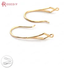 33202) 12 шт высота 18 мм 24K позолоченные латунные ромбовидные серьги с узором крючки ювелирные изделия фурнитура серьги аксессуары